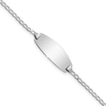 14K White Gold Polished Solid Chain/Solid Plate Curb Link Oval 18.5x8.5mm Plate Baby/Child ID Bracelet view