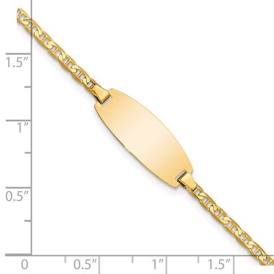 14K Polished Solid Chain/Solid Plate Anchor Link Oval Plate Baby/Child ID Bracelet