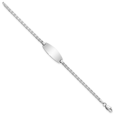 14K White Gold Polished Solid Chain/Solid Plate Anchor Link Oval Plate Baby/Child ID Bracelet