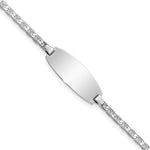 14K White Gold Polished Solid Chain/Solid Plate Anchor Link Oval Plate Baby/Child ID Bracelet view