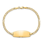 14K Polished Solid Chain/Solid Plate Figaro Link Oval 24x10. Plate ID Bracelet view
