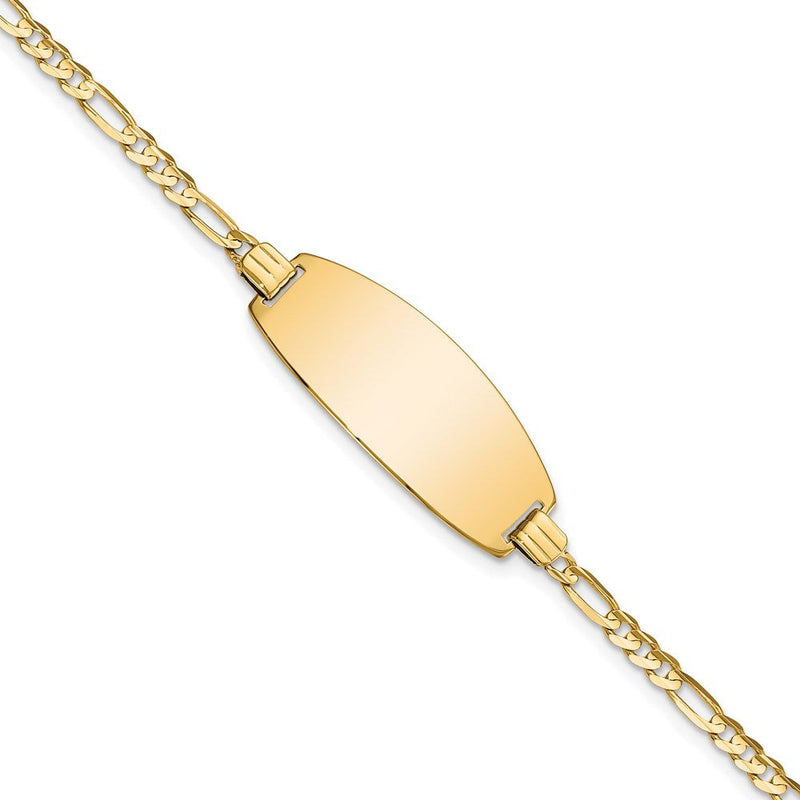 14K gold figaro link oval ID bracelet