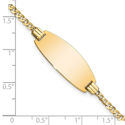 14K Polished Solid Chain/Solid Plate Curb Link Oval 24x10.5mm Plate ID Bracelet