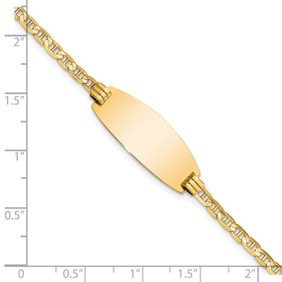 14K Polished Solid Chain/Solid Plate Anchor Link Oval 24x10.5mm Plate ID Bracelet