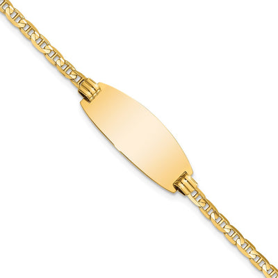 14K Polished Solid Chain/Solid Plate Anchor Link Oval 24x10.5mm Plate ID Bracelet