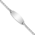 14K White Gold Polished Solid Chain/Solid Plate Anchor Link Oval 24x10.5mm Plate ID Bracelet