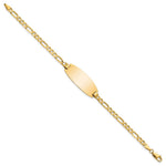 14K Polished Solid Chain/Solid Plate Figaro Link Oval 27x11.5mm Plate ID Bracelet view