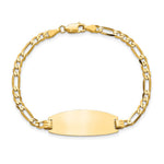 14K Polished Solid Chain/Solid Plate Figaro Link Oval 27x11.5mm Plate ID Bracelet view