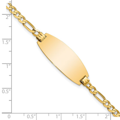 14K Polished Solid Chain/Solid Plate Figaro Link Oval 27x11.5mm Plate ID Bracelet