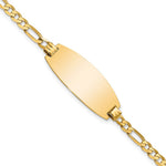 14K Polished Solid Chain/Solid Plate Figaro Link Oval 27x11.5mm Plate ID Bracelet view