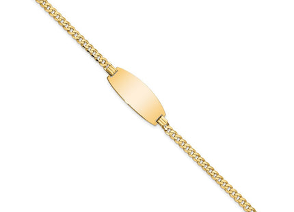 14k Polished Solid Chain/Solid Plate Curb Link Oval 27x11. Plate ID Bracelet (Style LID91-7)