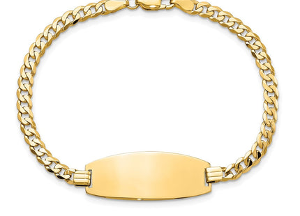 14k Polished Solid Chain/Solid Plate Curb Link Oval 27x11. Plate ID Bracelet (Style LID91-7)