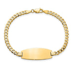 14K Polished Solid Chain/Solid Plate Curb Link Oval 27x11. Plate ID Bracelet view