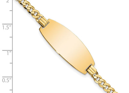 14k Polished Solid Chain/Solid Plate Curb Link Oval 27x11. Plate ID Bracelet (Style LID91-7)