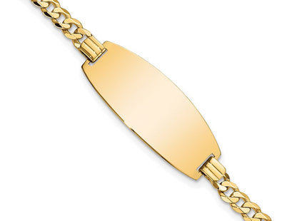 14k Polished Solid Chain/Solid Plate Curb Link Oval 27x11. Plate ID Bracelet (Style LID91-7)