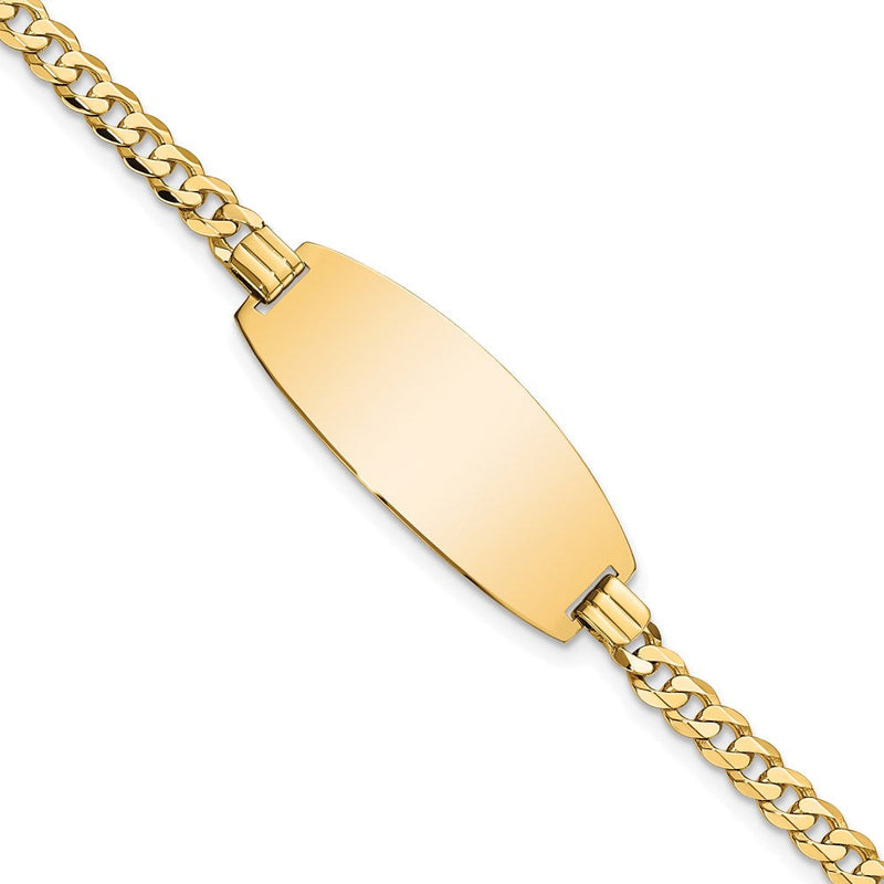 14K gold curb link oval ID bracelet