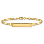 14K Polished Solid Chain/Solid Plate Figaro Link Diamond-cut 27x5.5mm Plate ID Bracelet view