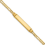 14K Polished Solid Chain/Solid Plate Figaro Link Diamond-cut 27x5.5mm Plate ID Bracelet view