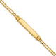 14K Polished Solid Chain/Solid Plate Figaro Link Diamond-cut 27x5.5mm Plate ID Bracelet