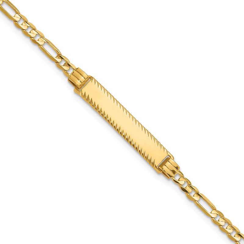 14K gold figaro link plate ID bracelet