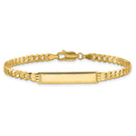 14K Polished Solid Chain/Solid Plate Flat Curb Link Diamond-cut 27x5.5mm Plate ID Bracelet view