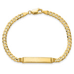 14K Polished Solid Chain/Solid Plate Flat Curb Link Diamond-cut 27x5.5mm Plate ID Bracelet view