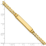 14K Polished Solid Chain/Solid Plate Flat Curb Link Diamond-cut 27x5.5mm Plate ID Bracelet view