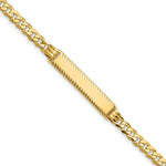 14K Polished Solid Chain/Solid Plate Flat Curb Link Diamond-cut 27x5.5mm Plate ID Bracelet view