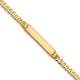 14K Polished Solid Chain/Solid Plate Flat Curb Link Diamond-cut 27x5.5mm Plate ID Bracelet
