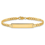 14K Polished Solid Chain/Solid Plate Flat Curb Link Diamond-cut 29x6. Plate ID Bracelet view