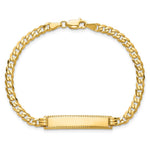 14K Polished Solid Chain/Solid Plate Flat Curb Link Diamond-cut 29x6. Plate ID Bracelet view