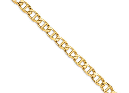 14K Hand Polished Fancy Anchor Link with Box Catch Clasp Bracelet (Style LK103-8)