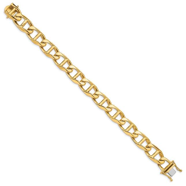 14K Hand Polished Fancy Anchor Link with Box Catch Clasp Bracelet