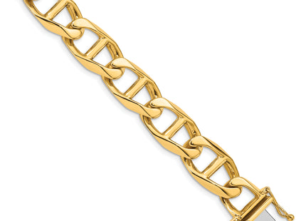 14K Hand Polished Fancy Anchor Link with Box Catch Clasp Bracelet