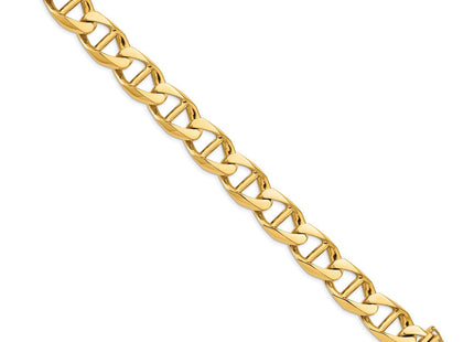 14K White Gold Hand Polished Fancy Anchor Link with Box Catch Clasp Bracelet (Style LK104-8)
