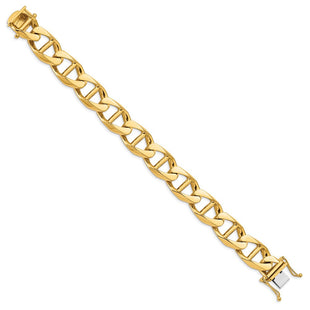 14K White Gold Hand Polished Fancy Anchor Link with Box Catch Clasp Bracelet (Style LK104-8)