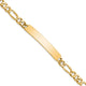 14K Hand-polished Solid Chain/Solid Plate Figaro Link 44x8.5mm Plate ID Bracelet