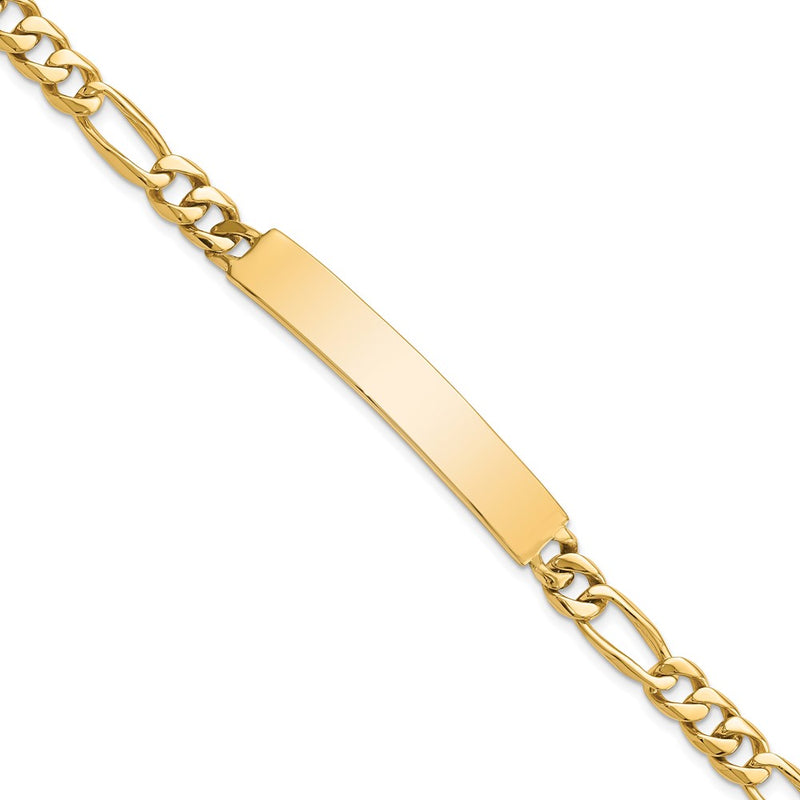 14K gold figaro link plate ID bracelet