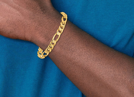 14K Hand Polished Figaro Link with Fancy Lobster Clasp Bracelet, 1 x 8mm