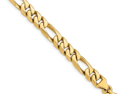 14K Hand Polished Figaro Link with Fancy Lobster Clasp Chain (per inch), 1 x 8mm
