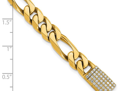 14k Hand-polished Figaro Link 1.65 carat Diamond Clasp Bracelet (Style LK108DIA-8)