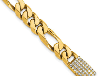 14k Hand-polished Figaro Link 1.65 carat Diamond Clasp Bracelet (Style LK108DIA-8)