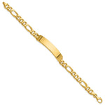 14K Hand-polished Solid Chain/Solid Plate Figaro Link Plate ID Bracelet view