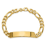 14K Hand-polished Solid Chain/Solid Plate Figaro Link Plate ID Bracelet view