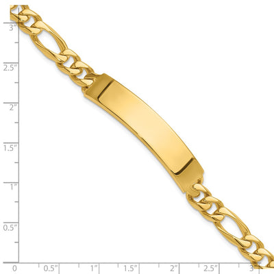 14K Hand-polished Solid Chain/Solid Plate Figaro Link Plate ID Bracelet