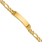 14K Hand-polished Solid Chain/Solid Plate Figaro Link Plate ID Bracelet view