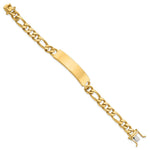 14K Polished Solid Chain/Solid Plate Figaro Link Plate ID Bracelet, 8 x 12mm view