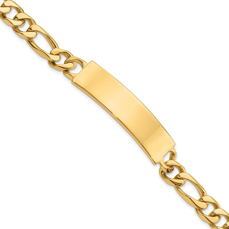 14K gold figaro link plate ID bracelet