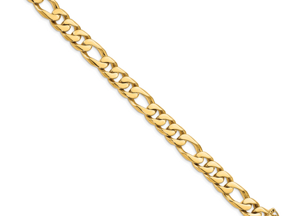 14K Hand Polished Figaro Link with Box Catch Clasp Bracelet, 1 x 10mm