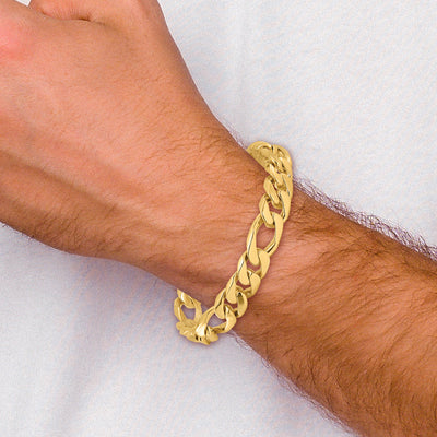 14K Hand Polished Figaro Link with Box Catch Clasp Necklace, 18 x 10mm